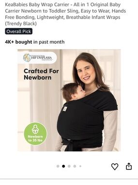 KeaBabies Baby Newborn Wrap Carrier- Gray & White Stripes